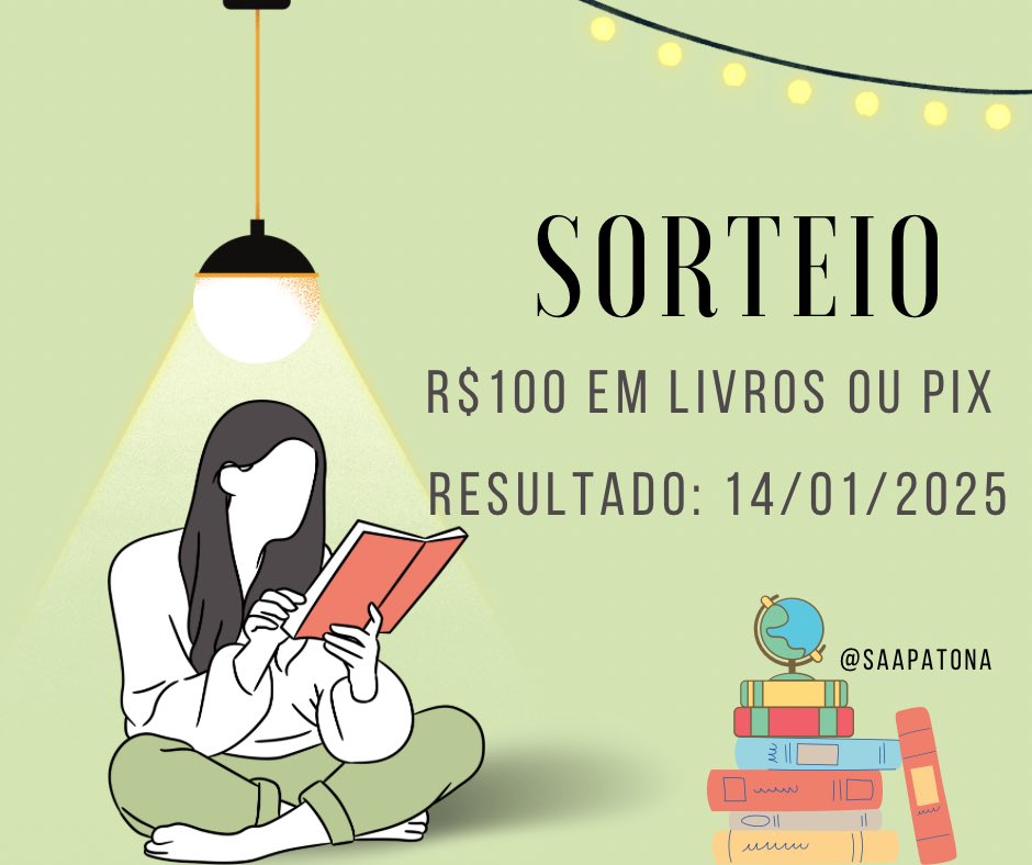saapatona's tweet photo. 🚨SORTEIO DA TERÇA DO LIVRO 
 
🔥 R$100 em livros ou pix (já que mt gente prefere pix) 

🗣️REGRAS
• me seguir
• dar rt e fav 
• comentar o que deseja nesse tweet

RESULTADO: 14/01/2025

boa sorte 🍀 https://t.co/U0pHCQ728a