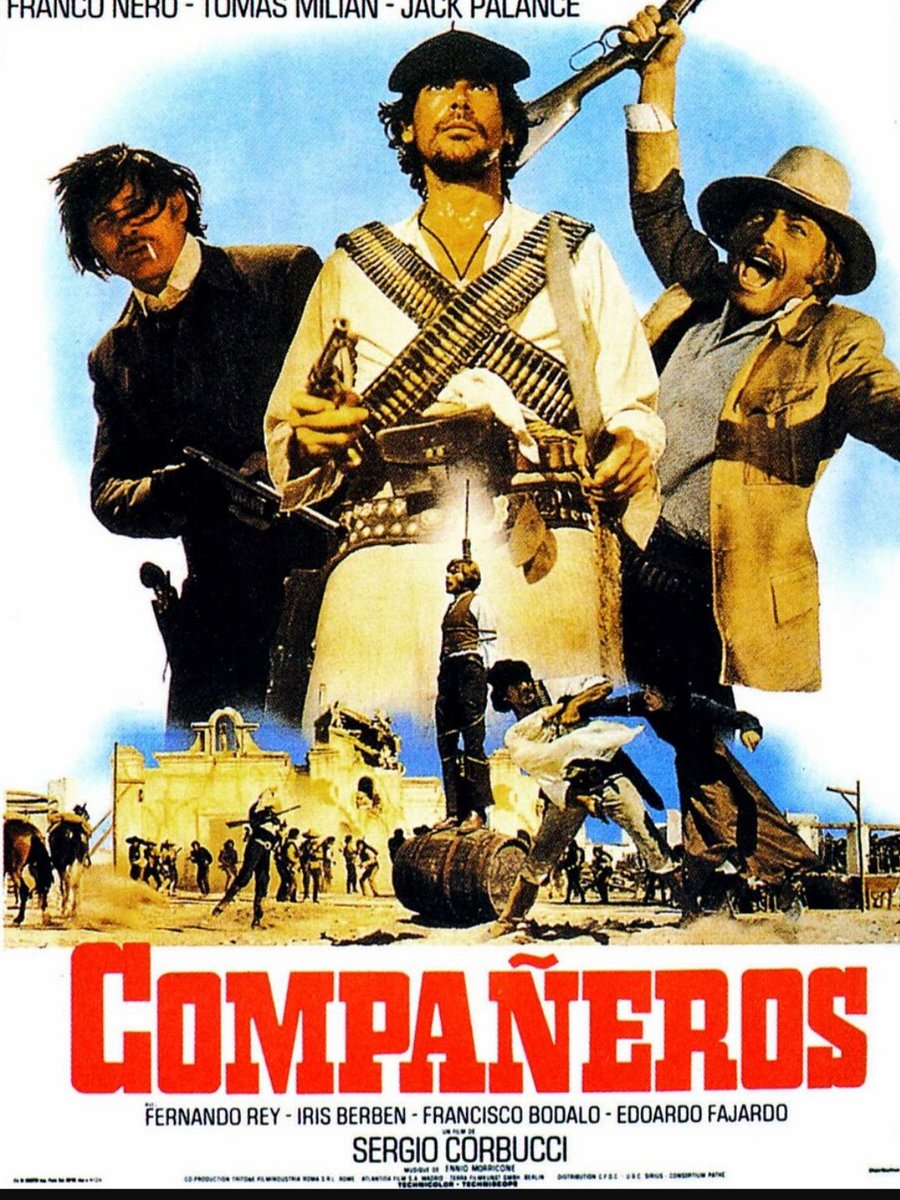 TiberiusTusken's tweet photo. Today's second spaghetti western is COMPANEROS. Sergio Corbucci directed this in 1970. It's essentially a remake of his 1968 film THE MERCENARY, but with a better cast. Franco Nero, Tomas Milian, Jack Palance, and Fernando Rey.
#companeros #sergiocorbucci #spaghettiwestern https://t.co/Q3hJaJswmt