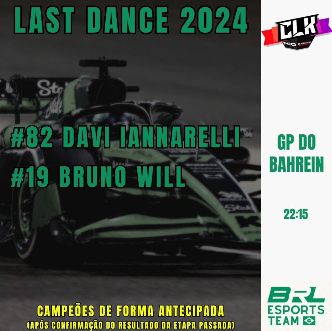 BRLEsportsTeam's tweet photo. DAQUI A POUCO!

A partir das 22:15 pelo horário de Brasília, @Edu_perondi e @BrunoWill19_ irão até o Bahrein🇧🇭, para disputar a última etapa do campeonato de equipes da CLK!

O campeonato já está decidido em favor da BRL, então hoje é noite de festa!

#GoBRL #BrasilQueManda https://t.co/sPUCYG2utf