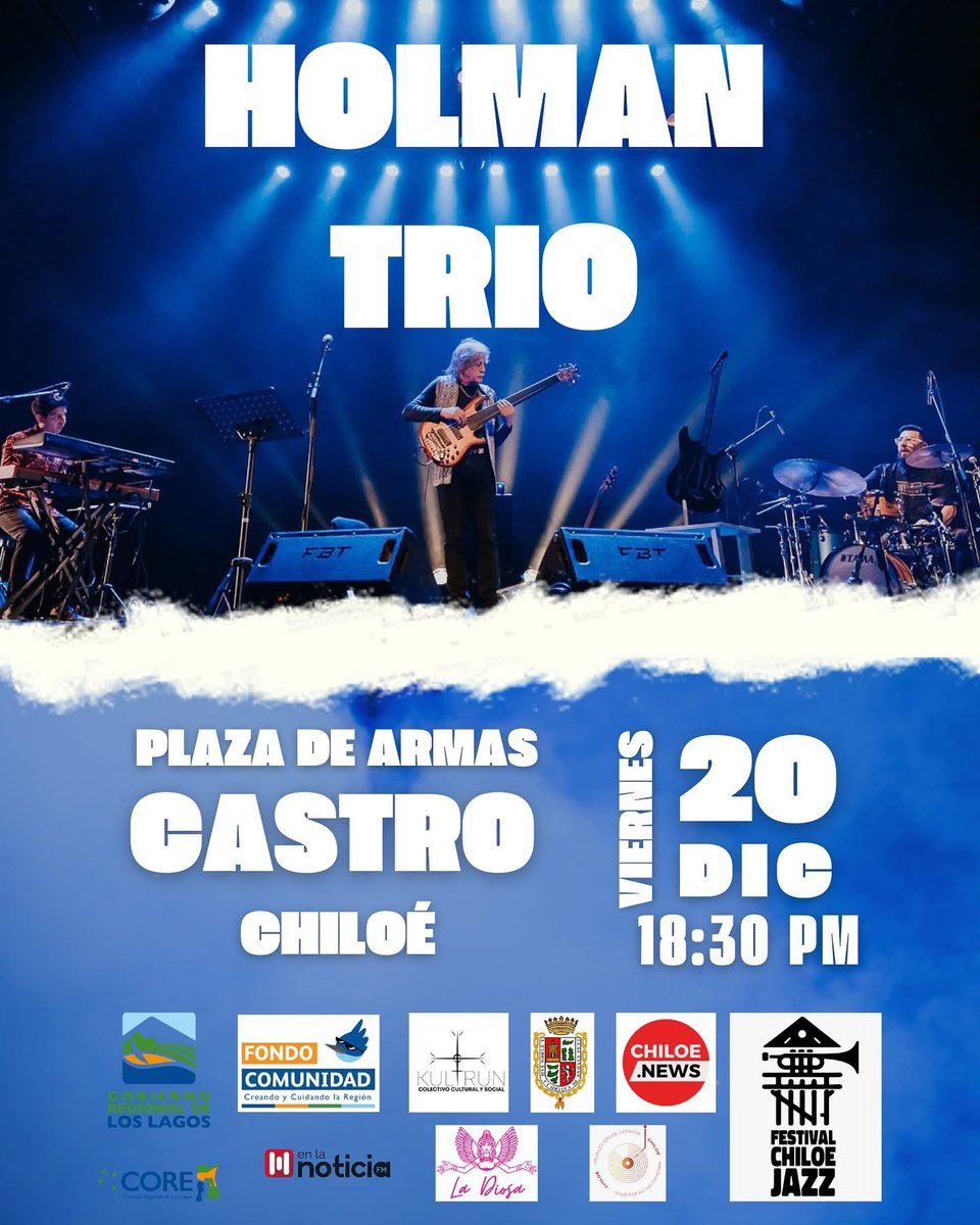 Estamos muy emocionados porque el próximo viernes 20 de diciembre estaremos en la hermosa isla grande de Chiloé como parte de las actividades del Festival de Jazz de Chiloé  🙌 entrada liberada en la plaza de armas de castro, te esperamos!