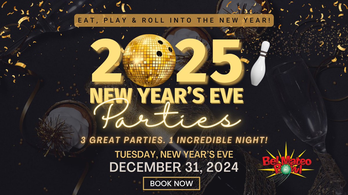Ready to roll into the New Year with a bang? ✨ Check out our exclusive New Year's Eve packages for a night filled with strikes, spares, and unforgettable moments as we ring in 2025!

Let the countdown begin! ⏰ Book Now:📅
belmateobowl.com/PARTIES-EVENTS…
