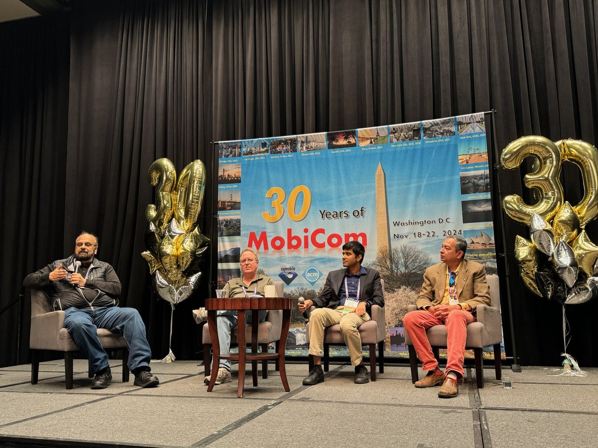 Panel discussion: Reflecting on the 30th Anniversary of MobiComm mobile tech. community's flagship conference.  <a href="/swarunk/">Swarun Kumar</a> <a href="/sumanbanerjee/">Suman Banerjee</a> <a href="/ACMSIGMOBILE/">ACM SIGMOBILE</a>