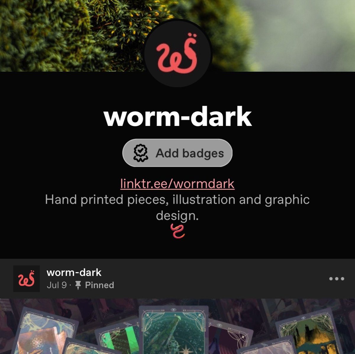 wormdarkart's tweet photo. Want to see my latest work? Find me on the camera app, the bug app, or the app that is dead and can therefore never die. 🪱 https://t.co/OZxmfcqBuV