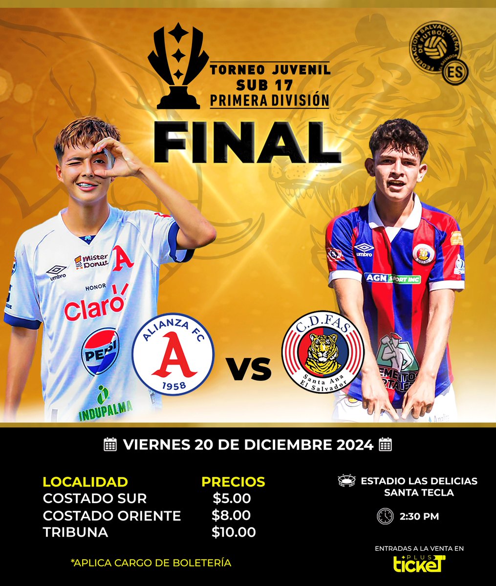 primerafutboles's tweet photo. ¡𝗣𝗔𝗥𝗧𝗜𝗗𝗔𝗭𝗢 𝗘𝗡 𝗟𝗔 𝗙𝗜𝗡𝗔𝗟 𝗝𝗨𝗩𝗘𝗡𝗜𝗟! 🅰️🆚🐯🎉
📆 Viernes 20 Dic.
🏟️ Las Delicias
⌚️ 2:30 p.m.
𝗔𝗱𝗾𝘂𝗶𝗲𝗿𝗲 𝘁𝘂 𝗯𝗼𝗹𝗲𝘁𝗼💻📱🎟️
🔗 https://t.co/luFtf9jSsR
#TorneoJuvenilSub17 #Apertura2024 #ALIvsFAS https://t.co/cejh3FSmFV