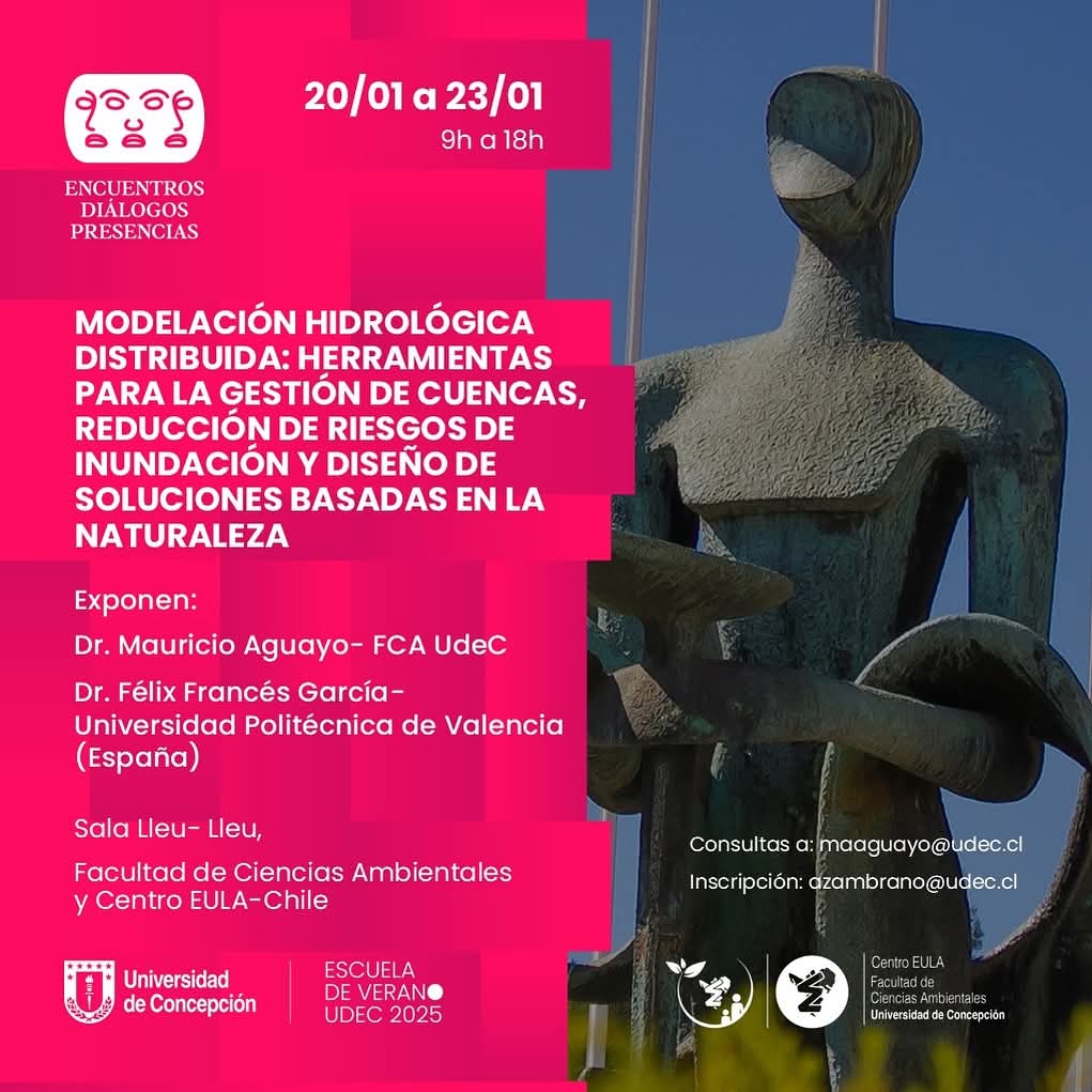 geografoec's tweet photo. Este curso también resultó de la colaboración #UdeC #UPV. Aquí estaremos compartiendo la experiencia en el uso de la modelación distribuida para diseñar #SbN para regulación de inundaciones en #Ecuador. https://t.co/WVkX2dbqww