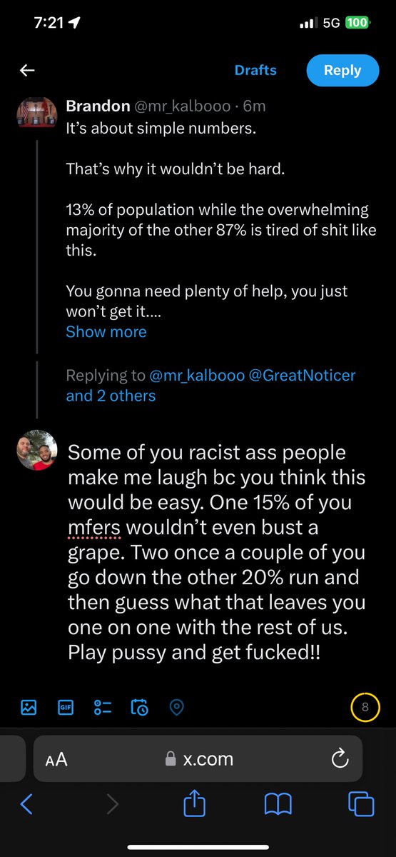 This is some racist shit. But I promise you I want all that smoke. Come play with me if you want!! You gonna be dressed sharp as a fucking tack at your own funeral.
