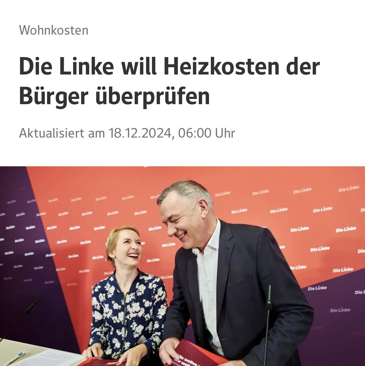 Andere schreiben nur Programme, wir helfen ganz konkret. Sehr viele Heizkostenabrechnungen sind falsch - wir überprüfen gemeinsam die Abrechnungen und fordern das Geld zurück. Heute startet die große Heizkostenaktion der Linken 🚩

web.de/magazine/polit…