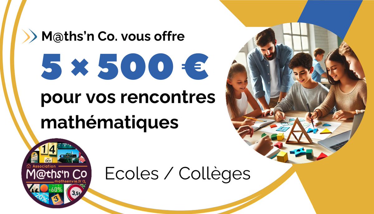 📢 Il vous reste encore jusqu'au 10 janvier 2025 pour candidater ! 

✅ M@ths'n Co finance 5 rencontres originales à hauteur de 500 € par projet 🧮

🔛 Lancez-vous...

▶️ mathsenvie.fr/mthsn-co-finan…
