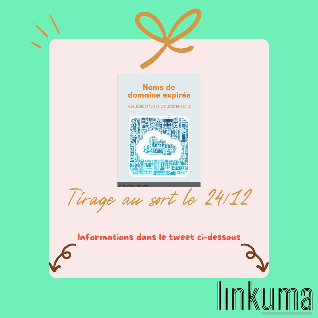 Linkuma_off's tweet image. 🎁Le mois des cadeaux - Acte 6🎁

Aujourd’hui c’est David Chelly qui nous offre 2 ebooks complets sur les noms de domaine expirés + 250€ de crédits Linkuma pour pouvoir pousser vos NDD