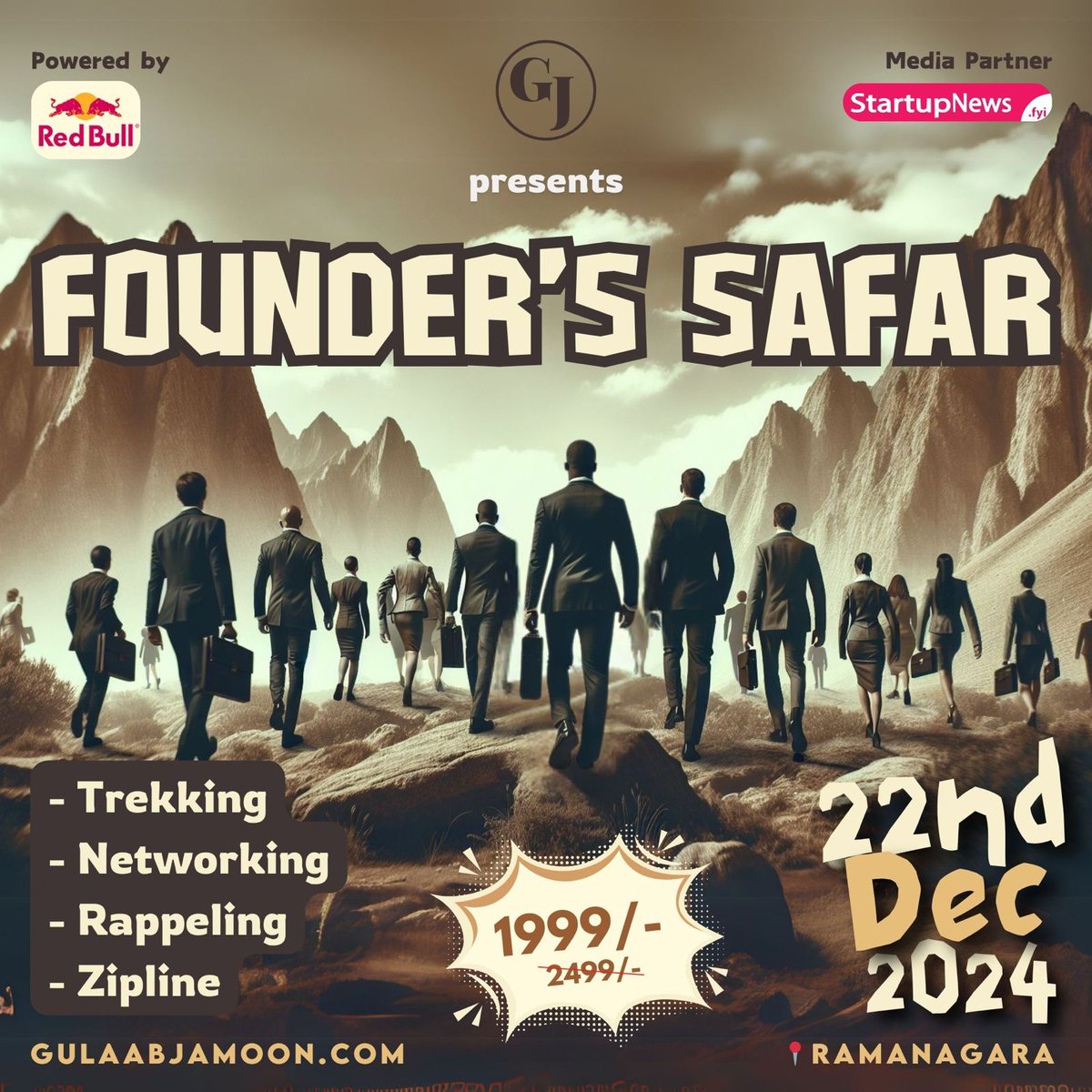 StartupNewsFyi's tweet photo. 🚀 Founder’s Safar: Adventure Meets Entrepreneurship 🌄
22nd Dec 2024 | 📍Ramanagara
₹1999 (Limited Offer!)
👉 Register Now! https://t.co/aWWv4iMB48
#FounderSafar #StartupJourney #NetworkingAdventure https://t.co/JmpCZNO0AK