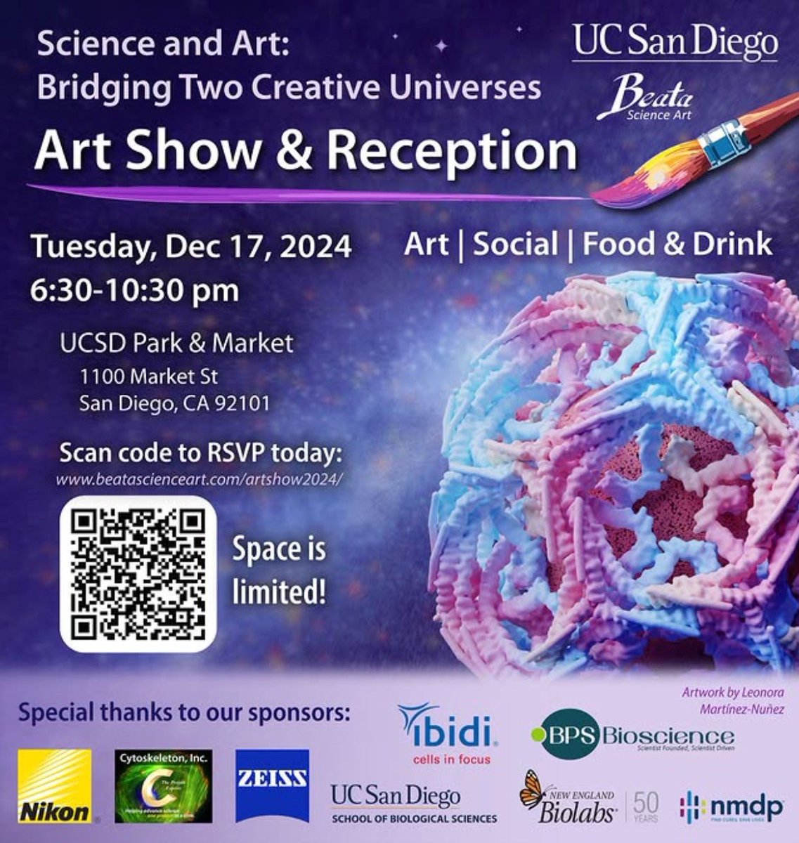Fluorist's tweet photo. For those regularly in San Diego or visiting for ASCB, check out   “Science and Art: Bridging Two Creative Universes” tonight at UCSD 

https://t.co/crYDL8BUOr https://t.co/rWmOo4vogf