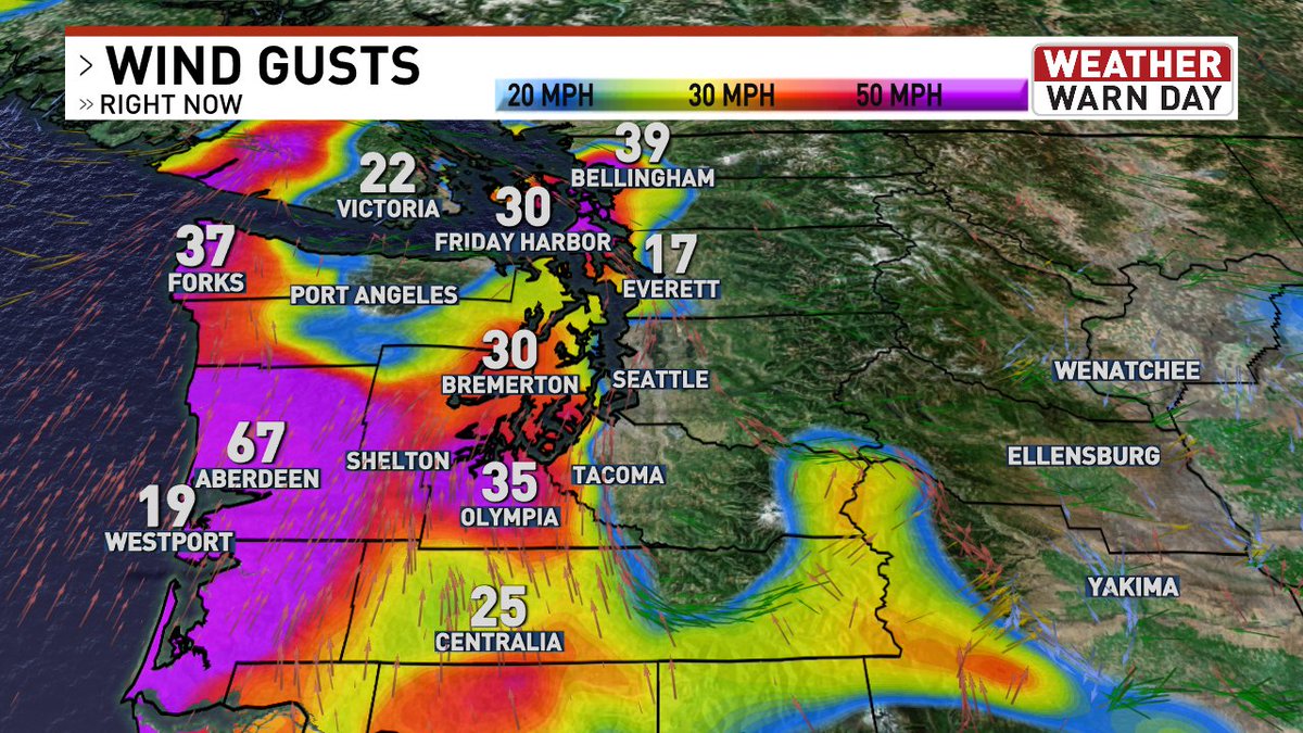 Rebecca_Weather's tweet image. 10 PM WIND GUST UPDATE for western Washington #komonews