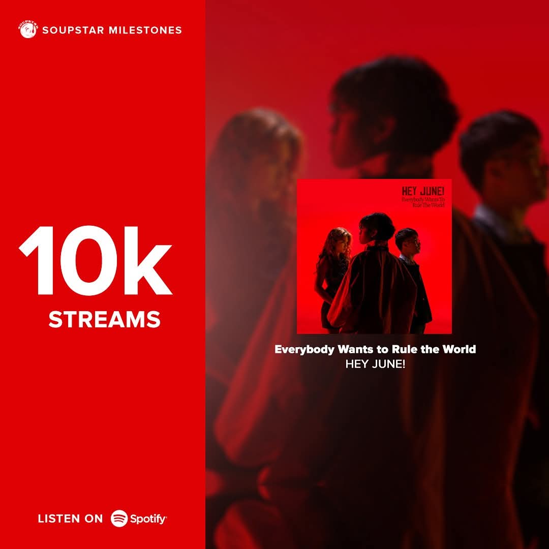 heyjunemusic's tweet photo. 10K STREAMS &amp; Spotify ‘Pinoy Covers’ #2 ‼️

thank ü sainyo wahh stream stream lang 

#heyjunemusic #everybodywantstoruletheworld #soupstar #islandrecordsph #spotify https://t.co/0Zc1QpVLSb