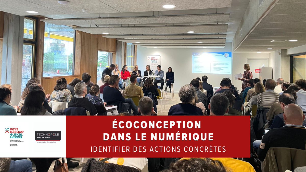 📸 Focus sur la matinée dédiée à l'#écoconception #numérique qui s'est tenue le 06/12 au Générateur d'Activités Arkinova.

Les 70 participants ont pu assister à une table ronde, bénéficier d'ateliers pratiques, ainsi que du retour d'expérience d'acteurs locaux 🤝

<a href="/CommunautePB/">CommunautéPaysBasque</a>
