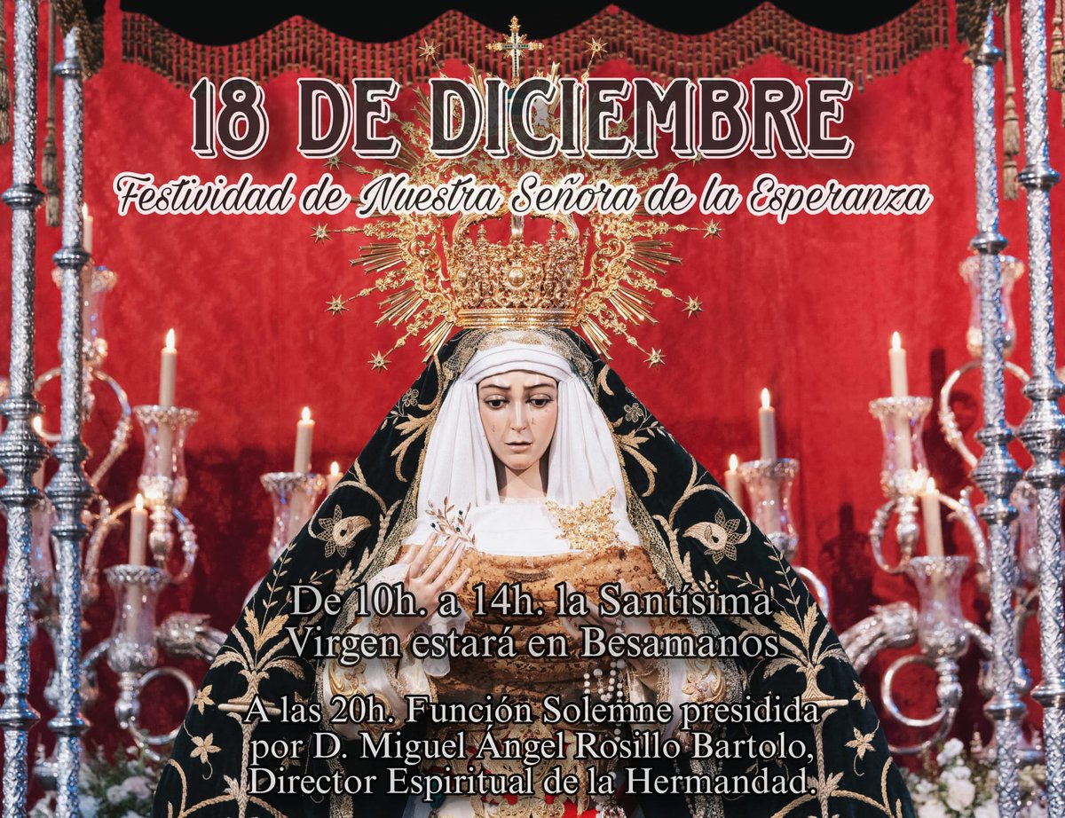 EsperanzAvila's tweet photo. ¡Feliz día de la Expectación del parto de la Virgen! ¡Feliz día de Ntra. Sra. de la Esperanza! 

Hoy de 10:00h a 14:00h. en San Juan, La Sagrada Imagen estará en besamanos ininterrumpido. https://t.co/KktGgZ8DJb