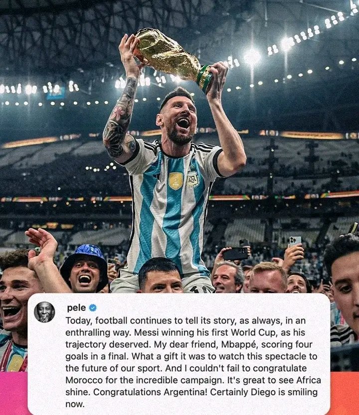 How the World reacted to Lionel Messi and Argentina winning the World Cup.

A THREAD

1. Pele