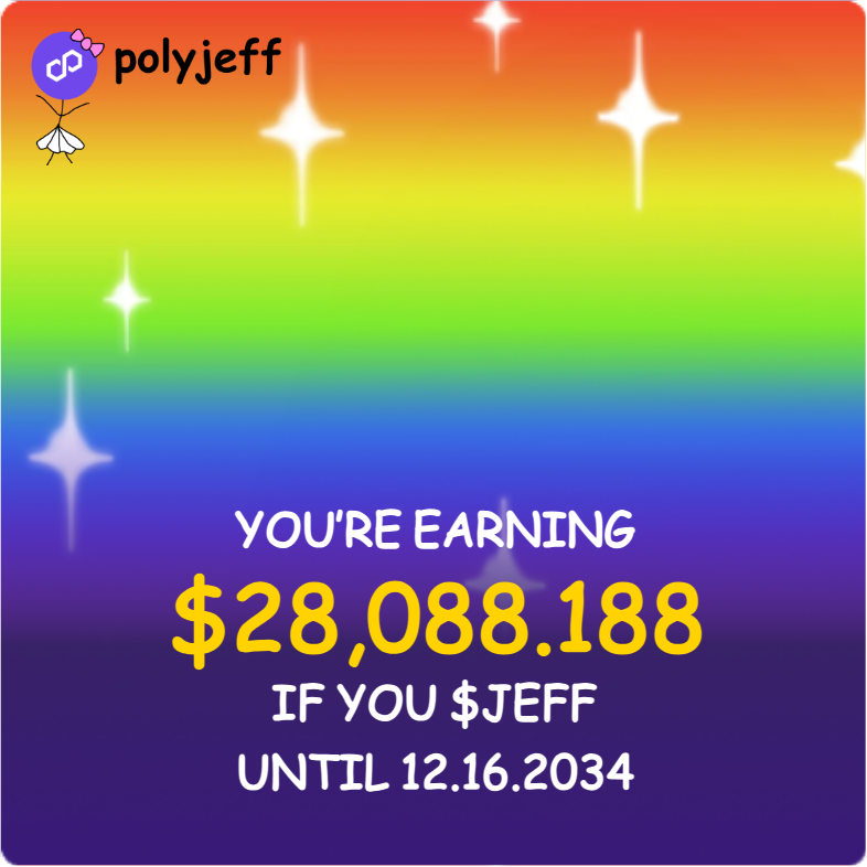0x_neiro's tweet photo. 🚨LISTEN TO ME! Buy this token now, hold for 10 years and you will have 1 million dollar at least! F*cking easy!
$JEFF is the official mascost of @0xPolygon! 1000x potential!
Link buy: https://t.co/7iOINvbOYD
$JEFF $pol #polygon #officialmascot https://t.co/nRSo1StgNY