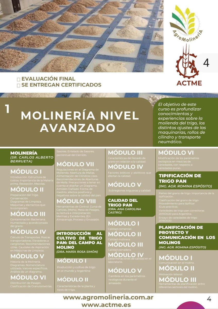ACTME01's tweet photo. Plan de #Formación #ACTME con #agromolineria. Nuevos cursos para mejorar la capacidad técnica de los profesionales de la #molineria. #trigo,  #harina, #calidad, #pan. https://t.co/MIJ6lvaoer https://t.co/ZoNiIdS6ze