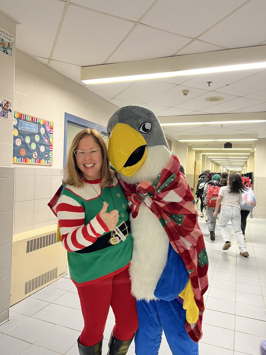 Our spirit week kicked off with a visit from Freddy the Falcon! ❤️<a href="/Taunton_Schools/">Taunton Public Schools</a>
