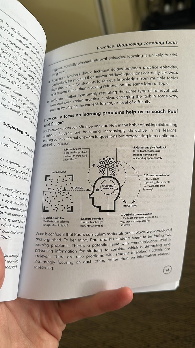 JakeCowling's tweet photo. Solve learning problems by using @DTWillingham simple model of memory as a diagnostic chain. Using the diagnostic chain is a robust guide to instructional coaching. @Josh_CPD
#ResponsiveCoaching https://t.co/8t5tHubY9v