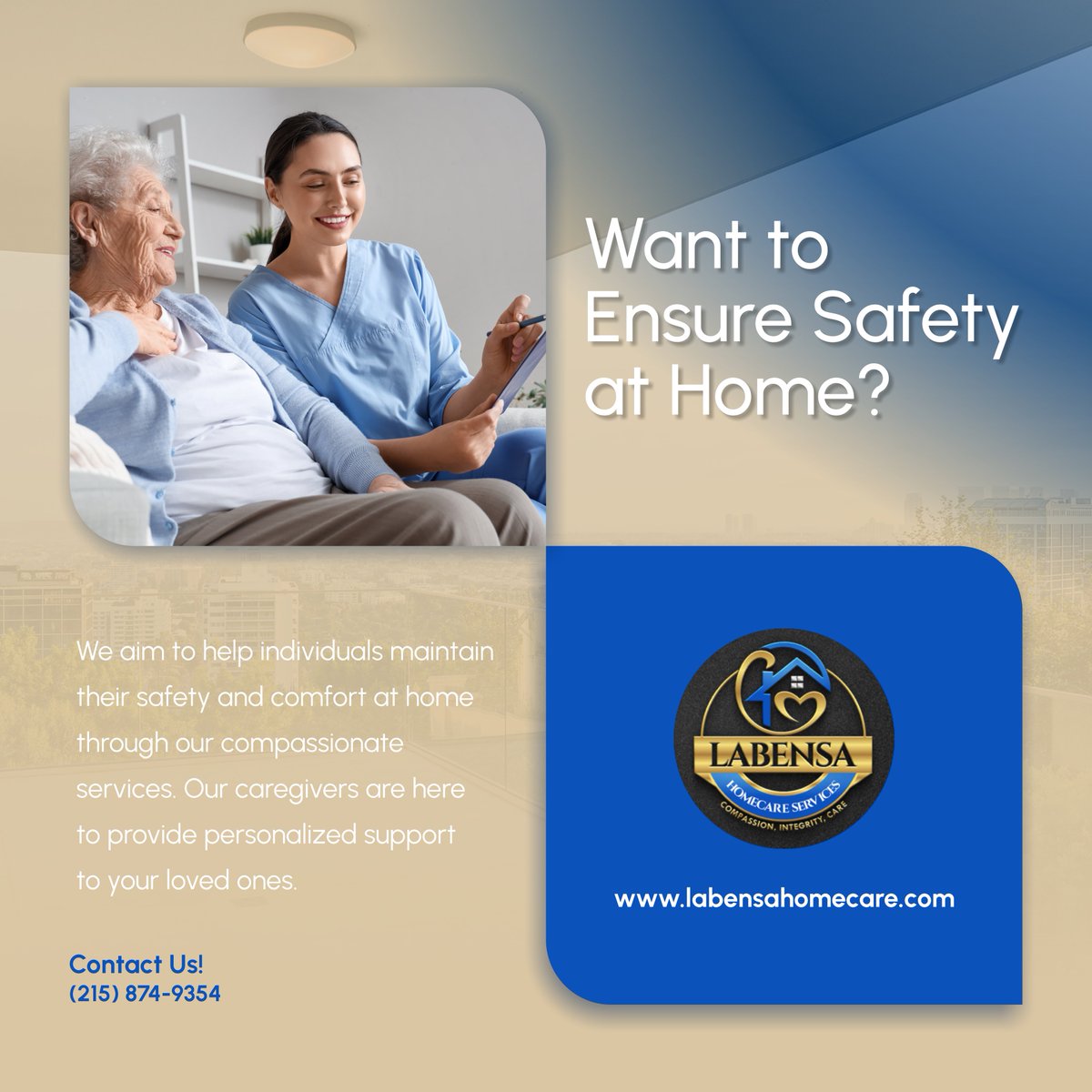 LabensaHomecare's tweet photo. We believe everyone deserves to feel safe and supported in their own home. Let us provide the care your loved ones need. Get in touch with us today! 

#BensalemPA #HomeCareServices #HomeSafety https://t.co/RRKiZZWqkd