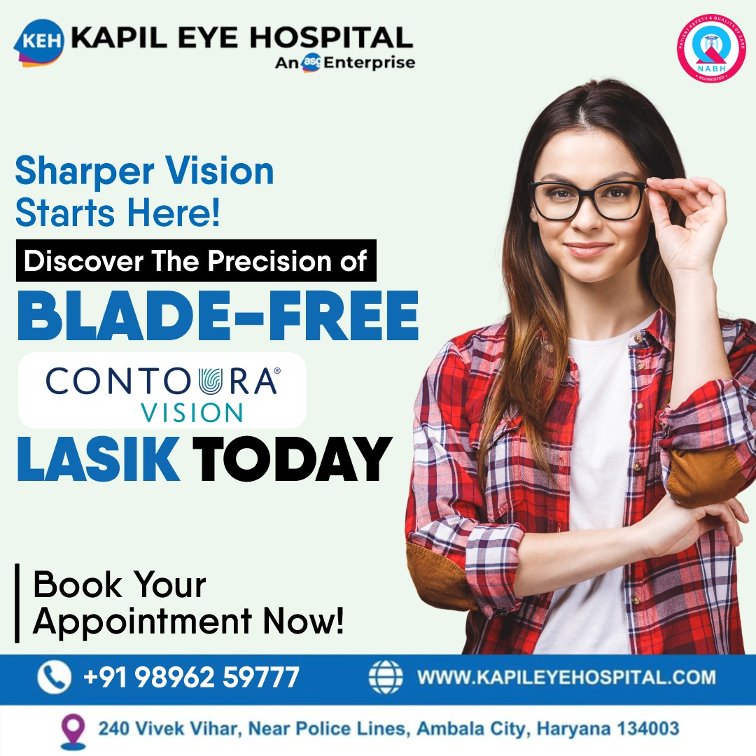 kapil_eye's tweet photo. Experience Blade-Free CONTOURA VISION LASIK at Kapil Eye Hospital!

 Book your consultation!
📍240 Vivek Vihar, Near Police Lines, Ambala, Haryana 
📞 98962 59777
🔗https://t.co/6TWgHcxrlv

#ContouraVision #BladeFreeLASIK #KapilEyeHospital #VisionCorrection #EyeCareInnovation https://t.co/dKIiGQMYf8