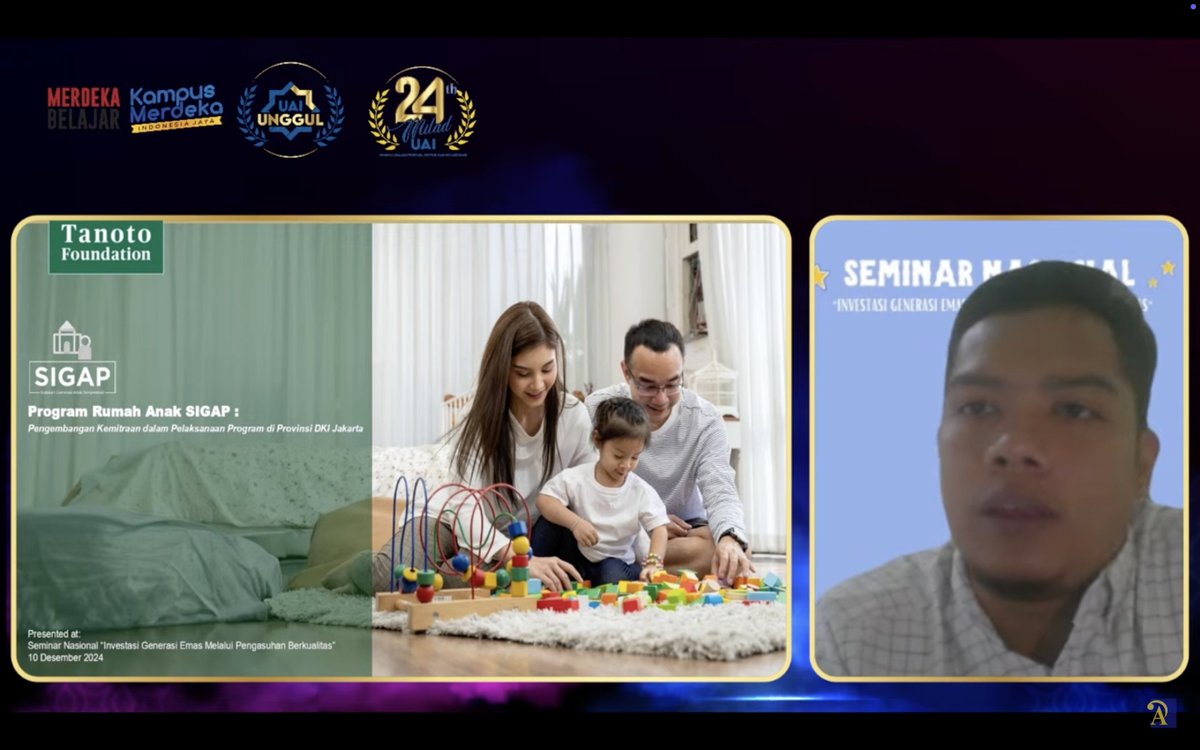 UAIofficial_'s tweet image. Assalamu’alaikum Insan #UAI!

Program Studi Pendidikan Guru Pendidikan Anak Usia Dini Universitas Al-Azhar Indonesia (PG PAUD UAI) menyelenggarakan seminar nasional pada Selasa, 10 Desember 2024 di Ruang Serbaguna Lantai 2.

#pgpaud
#PAUD 
#RumahAnakSIGAP
#tanotofoundation