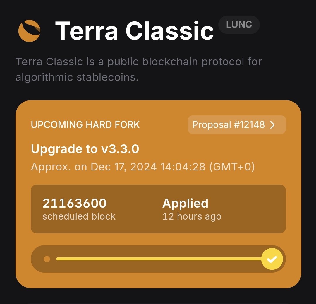 Chain updated successfully.
Great work from all our teams on #TerraClassic

Stake with us, and join us.
With <a href="/_Terraport_/">Terraport Finance</a>, <a href="/JurisProtocol/">Juris Protocol</a> <a href="/0xSelenium/">Selenium Protocol</a> and <a href="/TerraCasino_io/">⚽️♥️♣️TerraCasino♦️♠️🔥</a> we can lead $LUNC to new prosperity. 
DEX
Banking
Stocks
Entertainment 
Memes and games

We've the lot 📈💰🚀