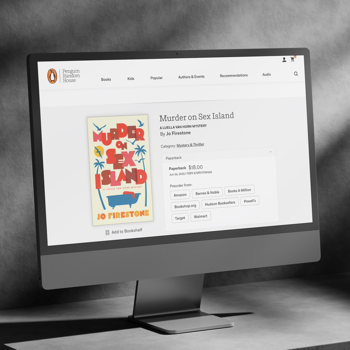 viettriet's tweet photo. Murder on Sex Island: A Luella Van Horn Mystery. A murder mystery/thriller book written by comedian, #JoFirestone. This is a new edition of the paperback from @penguinrandom - created by @viettriet 

#MurderOnSexIsland #PenguinRandomHouse #BookCover #BookArt #BookCoverArt https://t.co/qRq9bGcidN