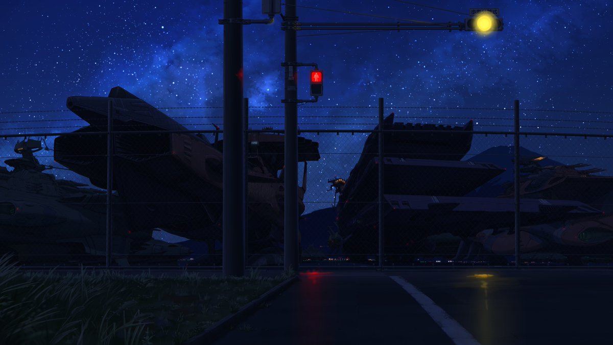 bichiguso_un563's tweet photo. 「富士宇宙港に係留する空母打撃群」
完成です！

横に長いイラストなのでリプに続きます https://t.co/HQAcpNvHVi