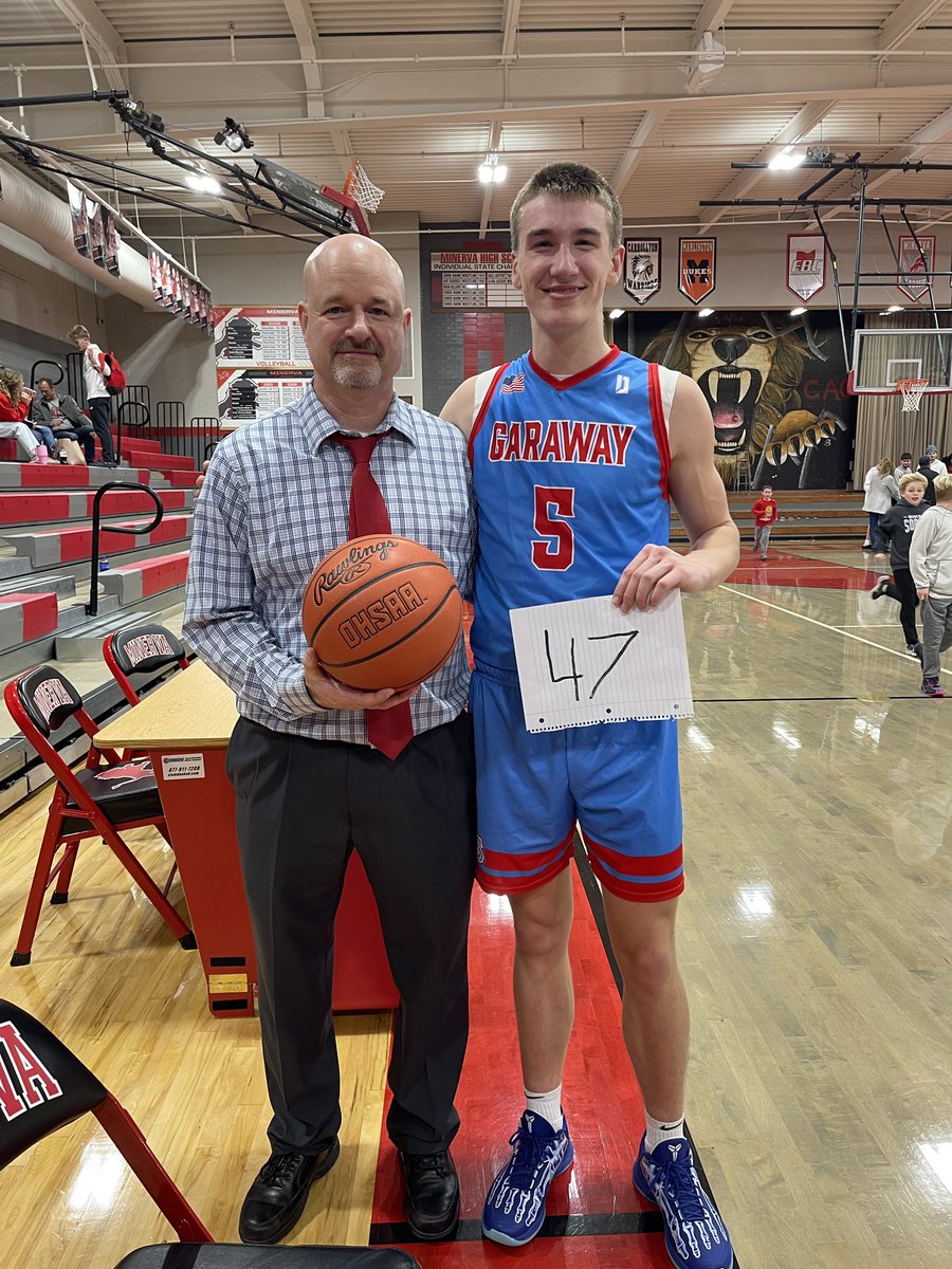 Congratulations to SR Blaine Raber of the Garaway Pirates! Raber, poured in a school record 47 points in the Pirates 81-63 win against Minerva tonight! Pictured with Blaine is Head Coach Terry Rowe! <a href="/GarawayAthletic/">Garaway Athletics</a> <a href="/EastDistrictAB/">East District (EDAB)</a> 

Congratulations Blaine!