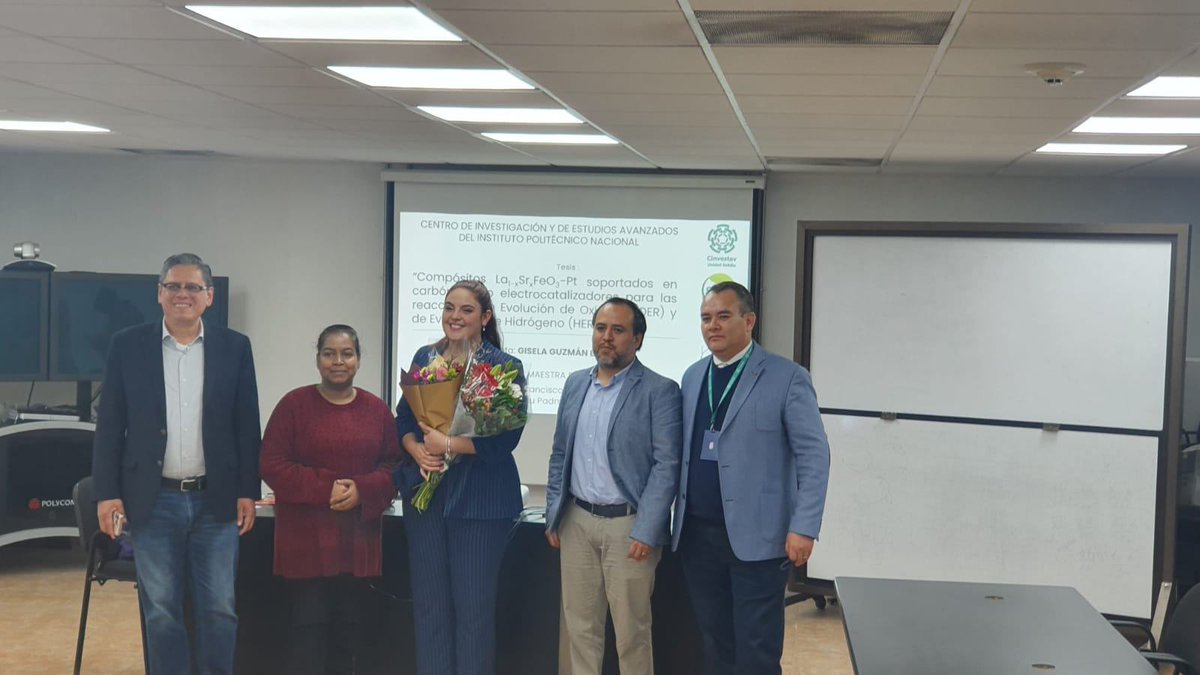 Felicitaciones a Gisela Guzmán Balderas, presentó examen de grado de maestría: "Compósitos La1-xSrxFeO3-Pt soportados en carbón como electrocatalizadores para las reacciones de Evolución de Oxígeno(OER)y de Evolución de Hidrógeno(HER)". Directores <a href="/FJRVarela/">Dr. F.J. Rodríguez-Varela</a> y Dra. Padmasree K.P.
