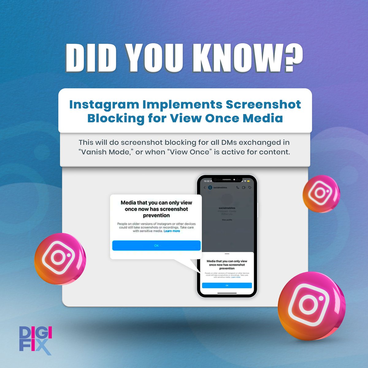 digifixaus's tweet photo. Instagram Implements Screenshot Blocking for View Once Media 🤯
#Instagram #Instagrampupdates #igupdates #instagramnews #ignews #socialmediatools #aitools #contentmarketer #igstrategy https://t.co/HhQ0KyvGuI