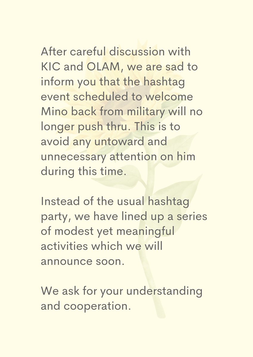 innercircleww's tweet photo. ❕️NOTICE❕️

We hope for your continued support for MINO and WINNER https://t.co/lDEBBpbEpe