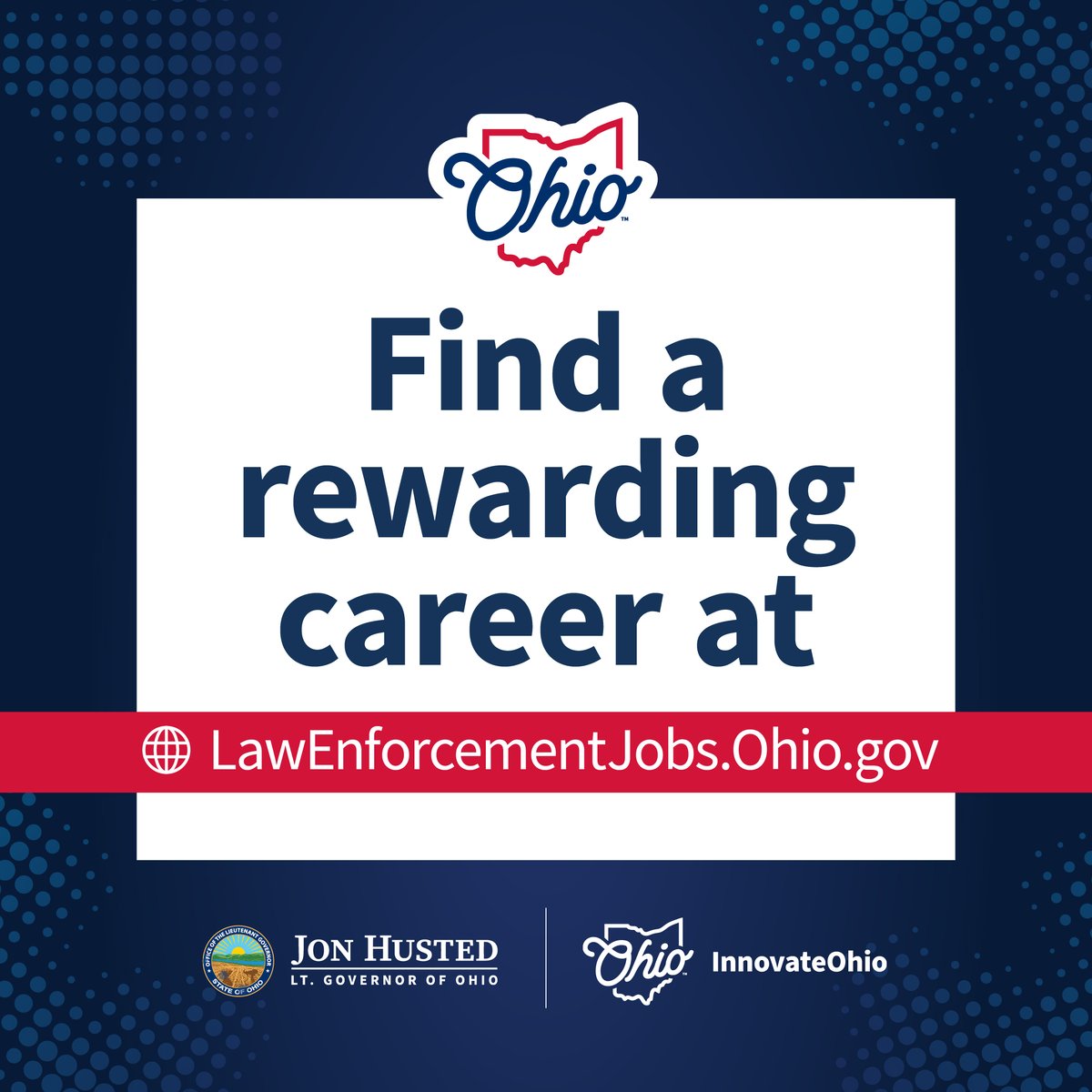 SenJonHusted's tweet photo. In July, Lt. Governor @JonHusted's #InnovateOhio launched https://t.co/7vpRdWl3GG, a resource that allows individuals to easily find a law enforcement job in Ohio.
Ohioans can #JoinTheBlue now using this user-friendly website! @OhioLER https://t.co/6WDc2Bn4he