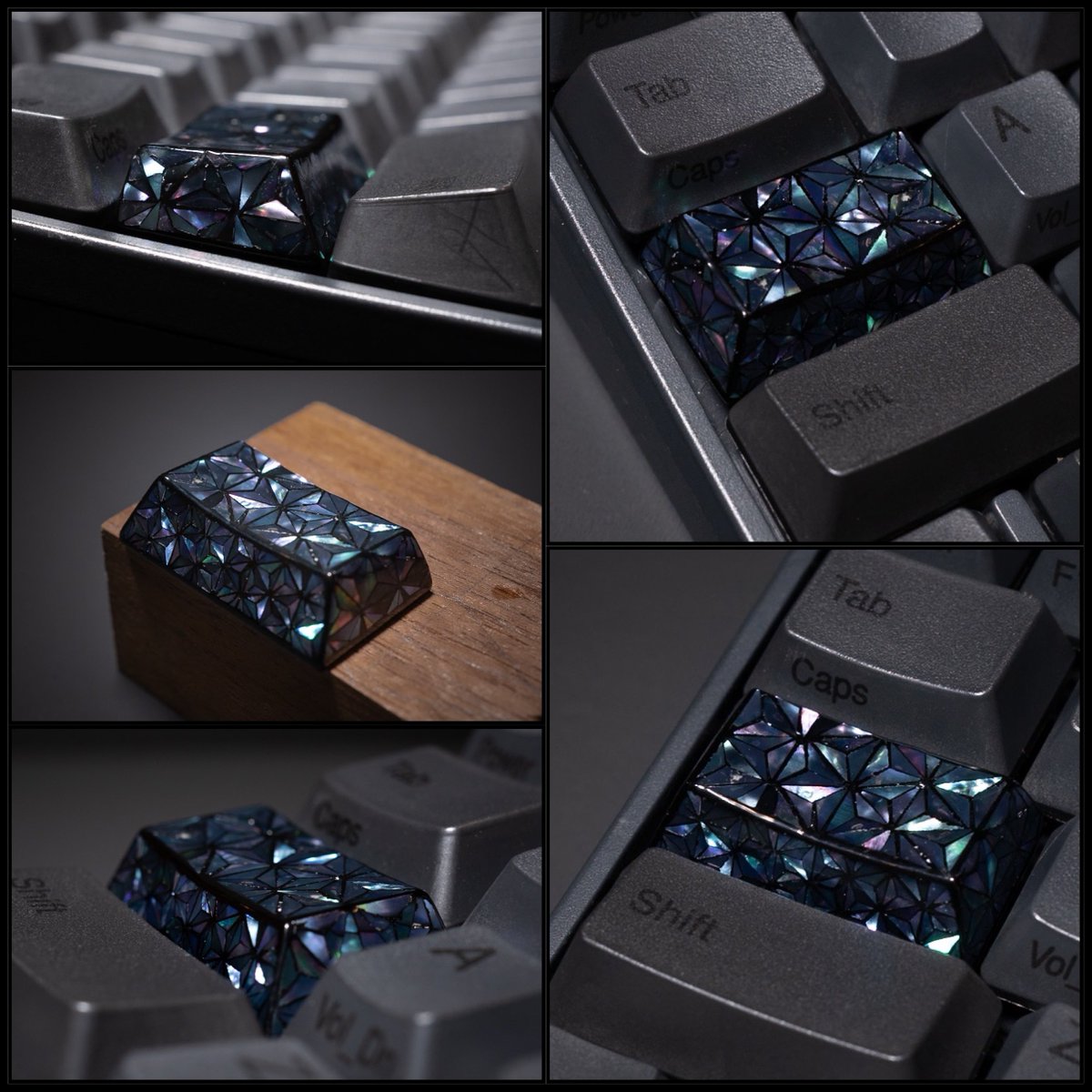 本日18日、22:00に出品するHHKB、REALFORCE向け螺鈿キーキャップ2点