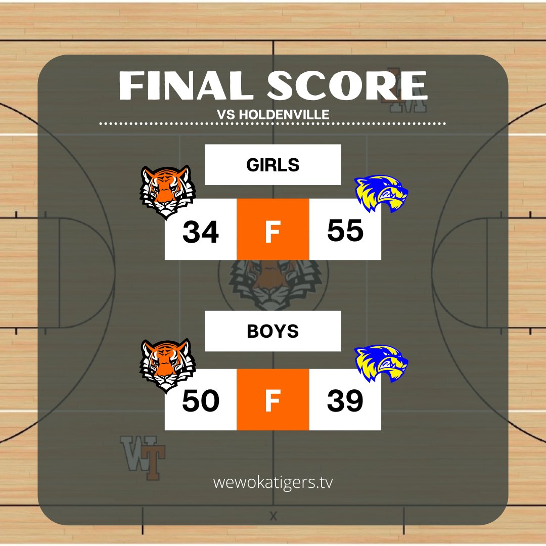 Split the games tonight! Boys take down 3A #11 Holdenville! #okpreps 🐅🏀