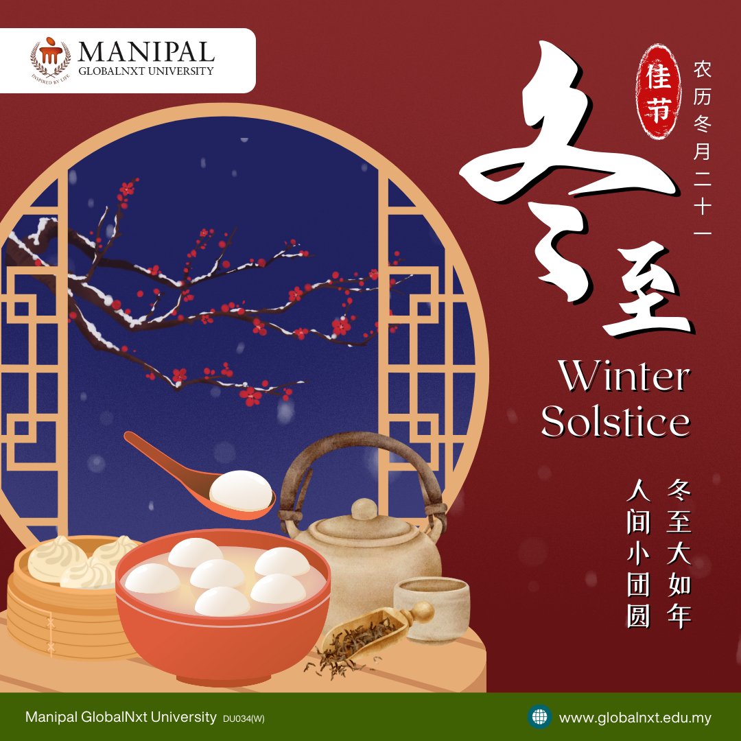 The Winter Solstice Festival is here! ✨

Time to enjoy sweet tangyuan, share laughter with loved ones, and celebrate the richness of traditions. Let's make this special day unforgettable with joy, warmth, and togetherness!

冬至快乐！

#ManipalGlobalNxtUniversity #MGNU