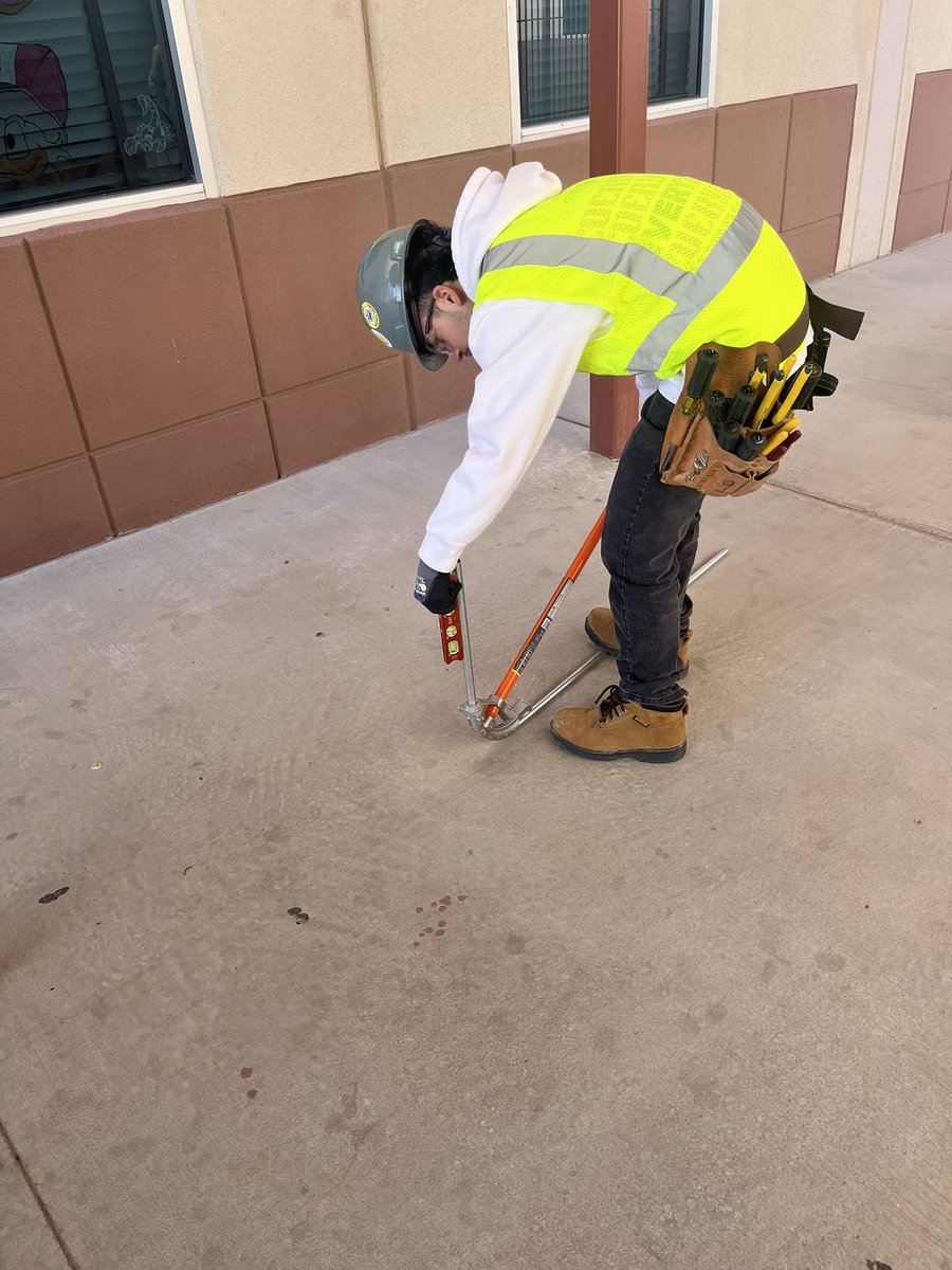 high_scorpion's tweet image. Electrical Technology II end of semester exam using trigonometry,planning with coworkers, measuring and leveling 📝📐📏.#scorpionstrong.