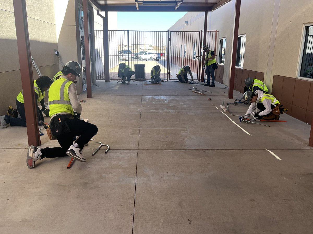 high_scorpion's tweet image. Electrical Technology II end of semester exam using trigonometry,planning with coworkers, measuring and leveling 📝📐📏.#scorpionstrong.