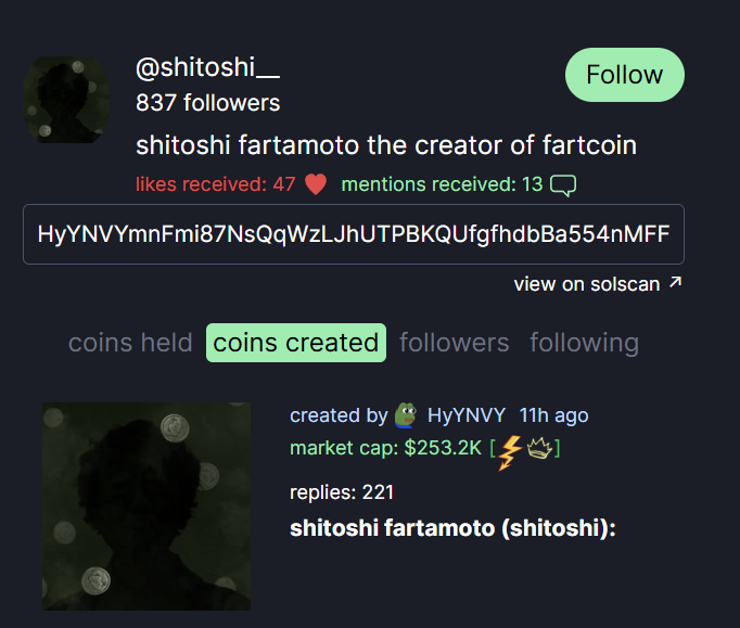 bonkuji's tweet photo. @cryptolyxe Shitoshi Fartamoto aka Fartcoin creator made token him self called #Sitoshi.
2xBoJ3dvWZ2eyJeaxR2psqnHe3GftxUFiHkwzxPVpump https://t.co/nYUMzEIb4q