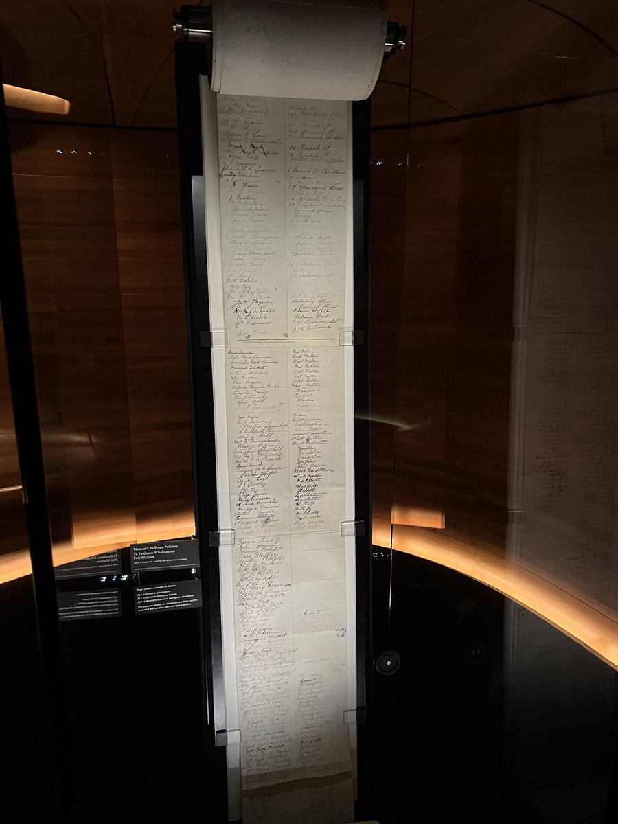 Ceriphinz's tweet image. Did you know you can just walk in and see our most important documents whenever you like? He whakaputanga, te Tiriti o Waitangi and the Women’s suffrage petition, all amazing taonga, all available for us to see anytime (well anytime the National library is open)