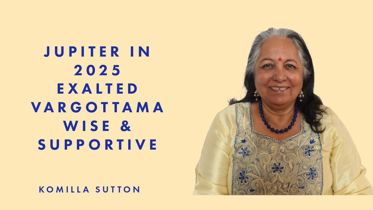 KomillaSutton's tweet photo. Jupiter in 2025 - Exalted, Vargottama - Wise and Supportive: Jupiter travels through 3 Signs - Taurus, Gemini, and Cancer. It is exalted, and Vargottama manages the more disruptive aspects of Saturn. WATCH https://t.co/DxwClOLGVt https://t.co/TgLfnEMHO0