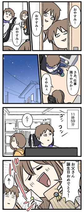 父の誕生日を祝った高校生の娘に全てを持って行かれた夫婦の話

#コミックエッセイ
#漫画が読めるハッシュタグ 