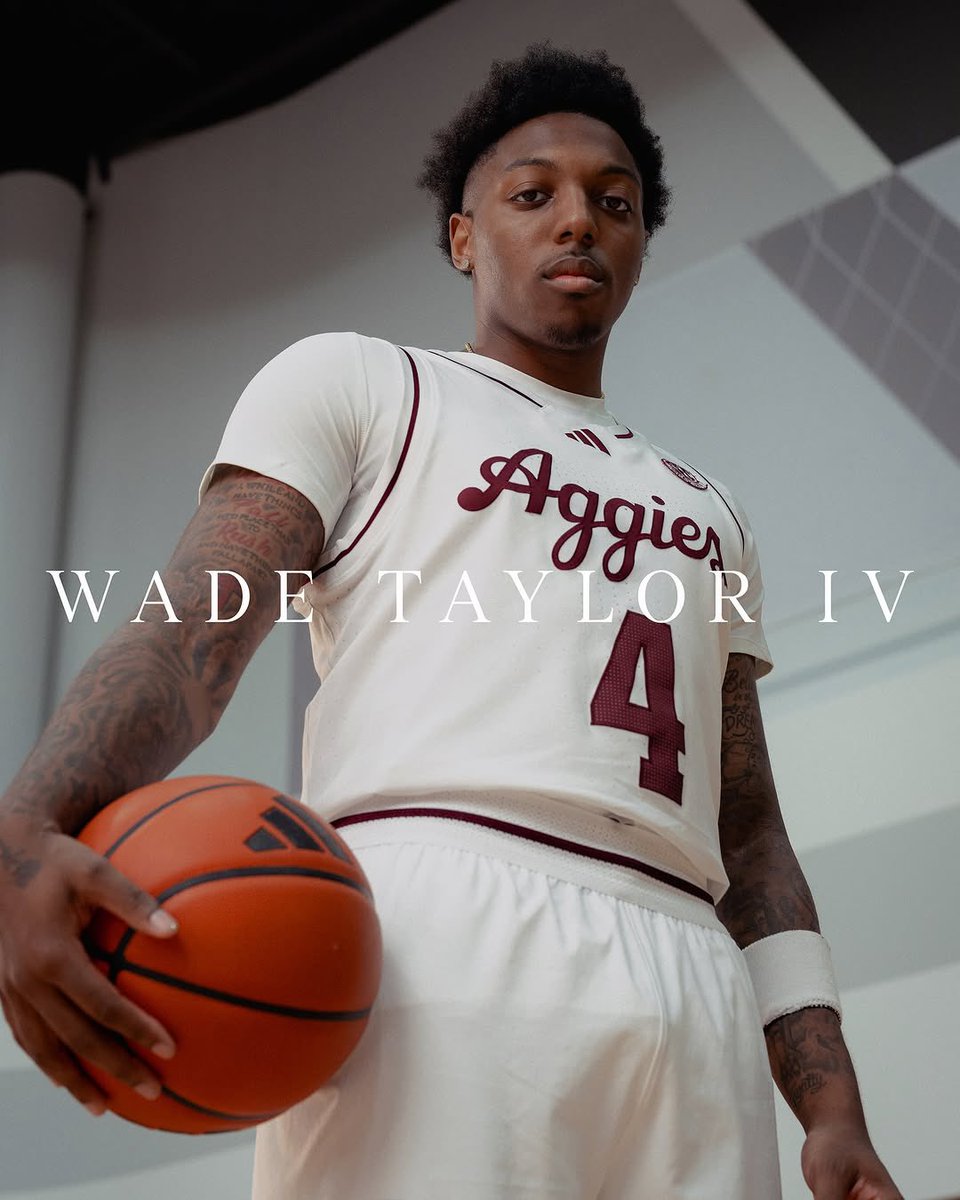 NickDePaula's tweet photo. OFFICIAL: Texas A&amp;M guard Wade Taylor IV has signed a NIL shoe deal with Adidas. 📄✍️ https://t.co/k4zOWUZpJB
