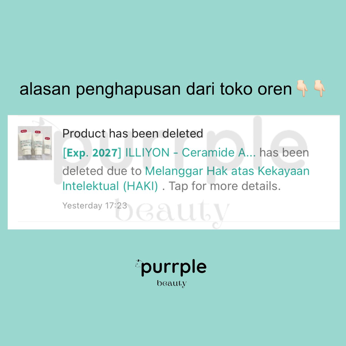 ILLIYOON cream etalase baru lg ya guys gara2 dihapus toko oyen (masalah H4K1)🙂 pdhl penuh perjuangan bgt ngejualnya😭😭

📌 𝗘𝘅𝗽. SEPT 𝟮𝟬𝟮𝟳 
🇰🇷 100% Original Korea / trusted sudah terjual ratusan pcs tapi dihapus etalasenya
🔗 id.shp.ee/vyNQCc4

t. wts wtb jastip