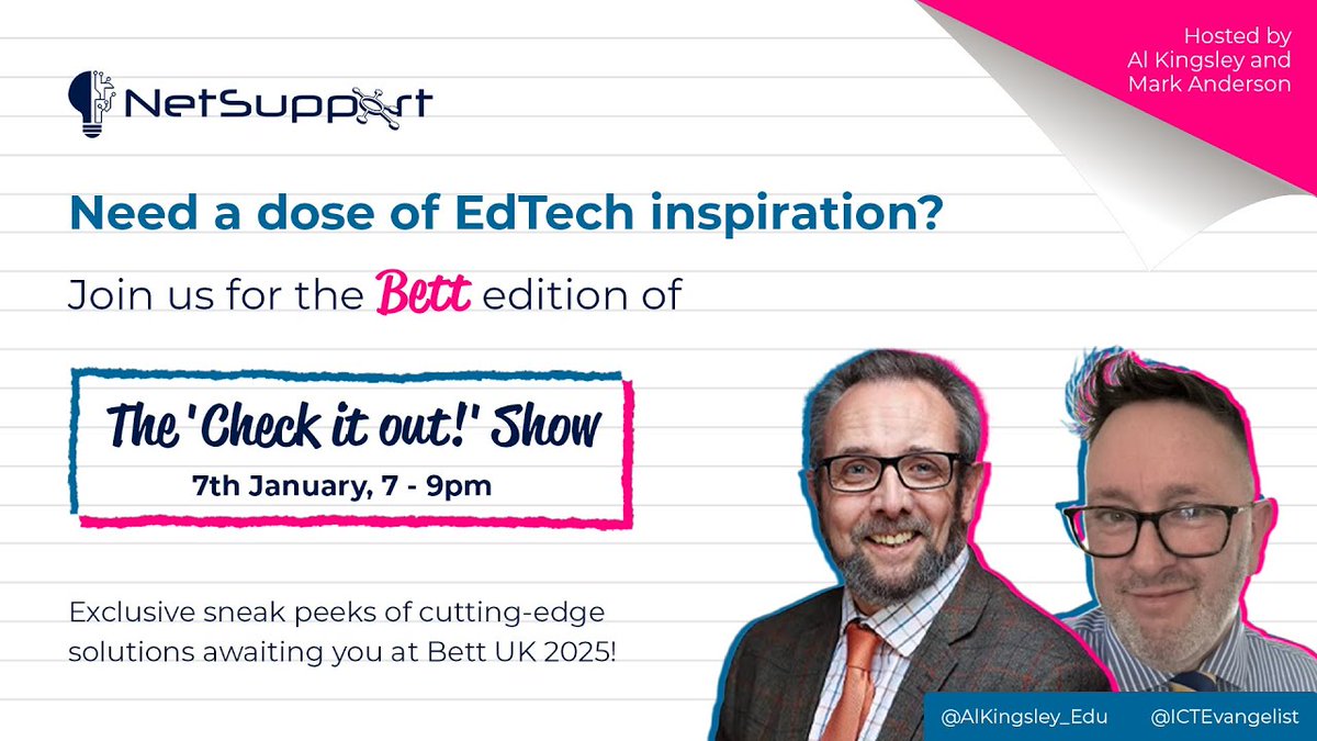 nowpressplay (@nowpressplay) on Twitter photo Discover new #edtech solutions for 2025! Watch the #CheckItOutShow with <a href="/AlKingsley_Edu/">Al Kingsley MBE</a> & <a href="/ICTEvangelist/">Mark Anderson</a> to see the latest #edu services/solutions your school needs to know about ππͺ
Jan 7th from 7pm π youtube.com/watch?v=5CuMV3β¦ Discover new #edtech solutions for 2025! Watch the #CheckItOutShow with <a href="/AlKingsley_Edu/">Al Kingsley MBE</a> & <a href="/ICTEvangelist/">Mark Anderson</a> to see the latest #edu services/solutions your school needs to know about ππͺ
Jan 7th from 7pm π youtube.com/watch?v=5CuMV3β¦