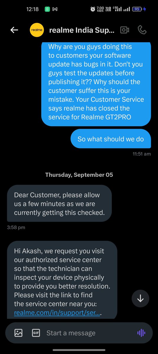 AkashBa58's tweet photo. @realmecareIN How it started and how it is going on @realmecareIN @realmeIndia @realmeglobal please see how your team is supporting the customers https://t.co/mxgljBgl4c