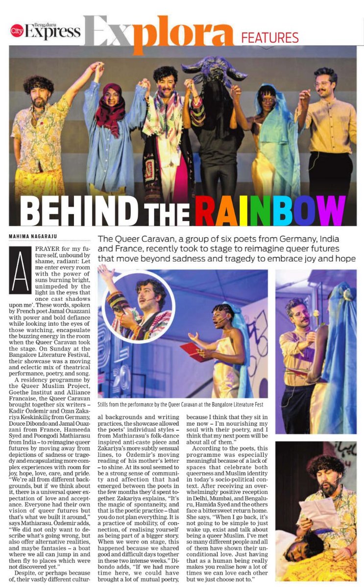 TNIE Karnataka (@xpressbengaluru) on Twitter photo Six poets from Germany, India, and France recently took the stage to reimagine queer futures through a residency programme by the Queer Muslim Project <a href="/tqmp_india/">The Queer Muslim Project</a>, the French Institute of India <a href="/ifiofficiel/">The French Institute in India</a>, and Goethe-Institut <a href="/GI_MMB_NewDelhi/">Goethe-Institut / Max Mueller Bhavan New Delhi</a>
✍️ <a href="/MahimaNagaraju/">Mahima Nagaraju</a> Six poets from Germany, India, and France recently took the stage to reimagine queer futures through a residency programme by the Queer Muslim Project <a href="/tqmp_india/">The Queer Muslim Project</a>, the French Institute of India <a href="/ifiofficiel/">The French Institute in India</a>, and Goethe-Institut <a href="/GI_MMB_NewDelhi/">Goethe-Institut / Max Mueller Bhavan New Delhi</a>
✍️ <a href="/MahimaNagaraju/">Mahima Nagaraju</a>