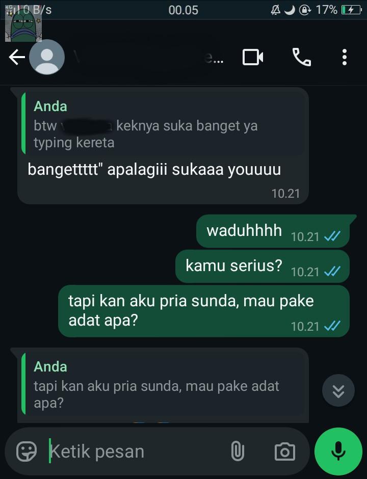 tanyarlfes's tweet photo. 💚 sender baper banget karena cewek ini typing nya kereta, wajar ga sih sender baper dan berharap?😭 https://t.co/mLU2HMiUkH